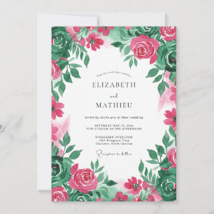 Fuchsia strahlende Sommerhochzeit Einladung