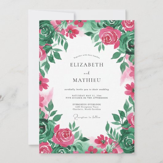 Fuchsia strahlende Sommerhochzeit Einladung (Vorderseite)