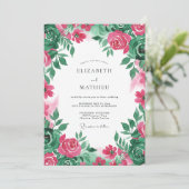 Fuchsia strahlende Sommerhochzeit Einladung (Stehend Vorderseite)