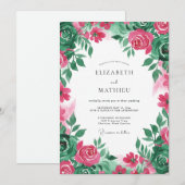 Fuchsia strahlende Sommerhochzeit Einladung (Vorne/Hinten)