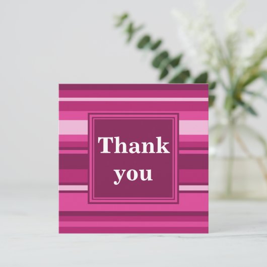 Fuchsia Streifen danke Karte (Stehend Vorderseite)