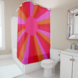 Fuchsia Sunrise Sunburst Minimalistisch Abstrakt Duschvorhang