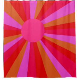 Fuchsia Sunrise Sunburst Minimalistisch Abstrakt Duschvorhang