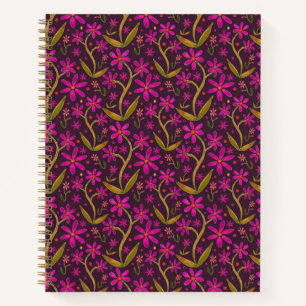 Fuchsia Tanzende Aquarell-Gänseblümchen Notizblock