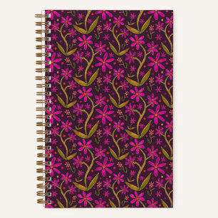 Fuchsia Tanzende Aquarell-Gänseblümchen Notizblock