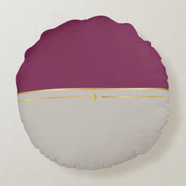 Fuchsia & Taupe Haven Rundes Kissen (Rückseite)