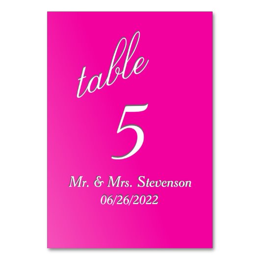 Fuchsia-Tischnummer Tischnummer (Rückseite)