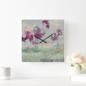 Fuchsia Treeline Quadratische Wanduhr (Zuhause)