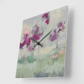 Fuchsia Treeline Quadratische Wanduhr (Winkel)