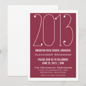 Fuchsia Trendy 2013 Abschluss Einladung (Vorne/Hinten)