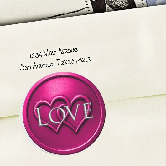 Fuchsia  Two Hearts Intertwined Wedding Runder Aufkleber