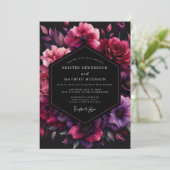 Fuchsia Umbral Bloom Hochzeit Einladung (Stehend Vorderseite)