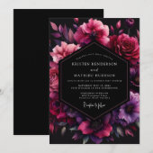 Fuchsia Umbral Bloom Hochzeit Einladung (Vorne/Hinten)