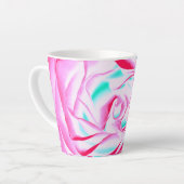Fuchsia und Aqua Floral Design Latte Tasse (Linke Ecke)