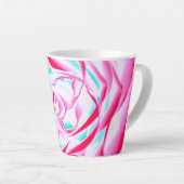 Fuchsia und Aqua Floral Design Latte Tasse (Rechte Ecke)