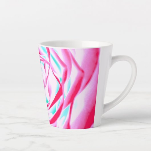 Fuchsia und Aqua Floral Design Latte Tasse (Rechts)