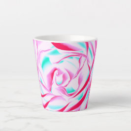 Fuchsia und Aqua Floral Design Latte Tasse