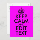 Fuchsia und Black Behielt Ruhe und Text bearbeiten Postkarte (Vorne/Hinten)