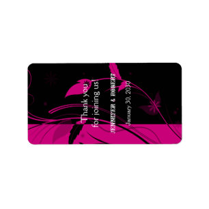 Fuchsia und Black Floral Wedding Lip Balm Label Adressaufkleber