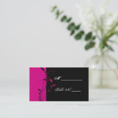 Fuchsia und Black Floral Wedding Platzkarten (Stehend Vorderseite)