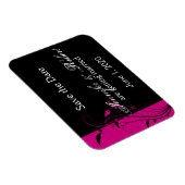 Fuchsia und Black Floral Wedding retten das Datum Magnet (Rechte Seite)