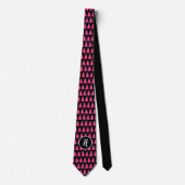 Fuchsia und Black Monogram Christmas Tree Neck Tie Krawatte (Vorderseite)