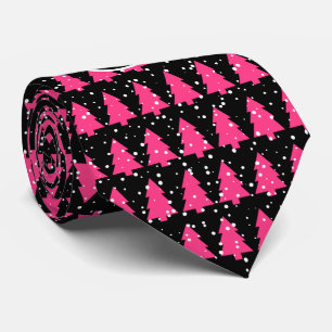 Fuchsia und Black Monogram Christmas Tree Neck Tie Krawatte