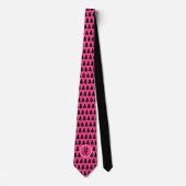 Fuchsia und Black Monogram Christmas Tree Neck Tie Krawatte (Vorderseite)