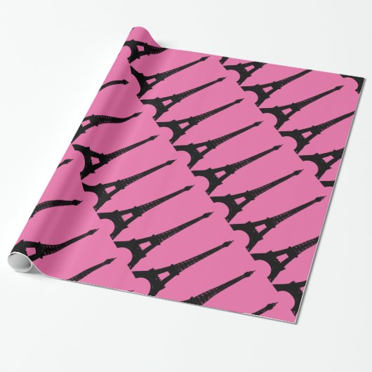 Fuchsia und Black Paris Wrapping Paper Geschenkpapier (Ungerollt)
