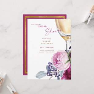 Fuchsia- und Gold-Elegante Babyparty Einladung