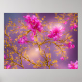 Fuchsia und Gold Florals Poster (Vorne)