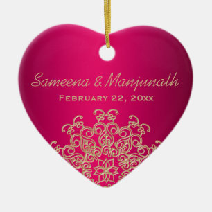 Fuchsia und Gold im indischen Stil: Hochzeitsfeier Keramikornament