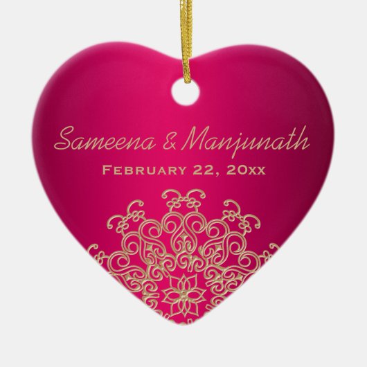 Fuchsia und Gold im indischen Stil: Hochzeitsfeier Keramikornament (Vorne)