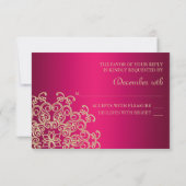 FUCHSIA UND GOLD INDIAN REPONSE RSVP CARD KARTE (Rückseite)