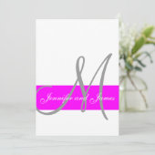 Fuchsia und Gray Modern Wedding Einladung (Stehend Vorderseite)