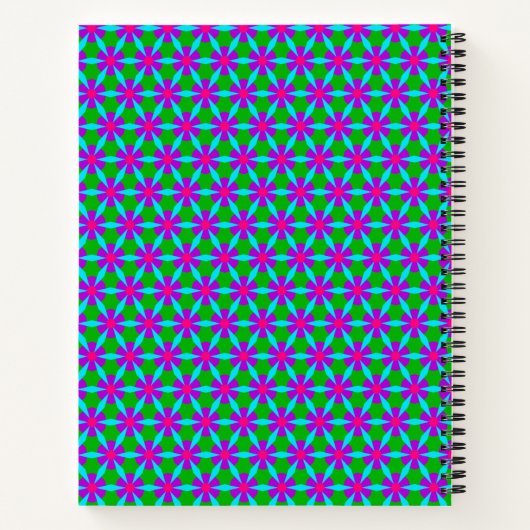 Fuchsia und Green Blume Pattern Notebook Notizblock (Rückseite)