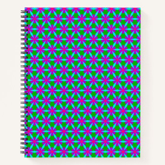 Fuchsia und Green Blume Pattern Notebook Notizblock (Vorderseite)