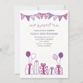 Fuchsia und Lila Feier Einladung (Vorderseite)