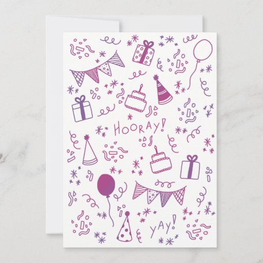 Fuchsia und Lila Feier Einladung (Rückseite)