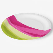 Fuchsia und Limettengrün Pappteller (Schrägansicht)