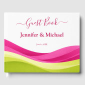 Fuchsia und Limettengrüne Hochzeit Gästebuch (Vorderseite)