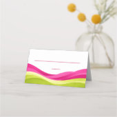 Fuchsia- und Limettengrüne Hochzeit Platzkarte (Vorderseite)