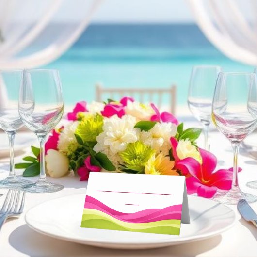 Fuchsia- und Limettengrüne Hochzeit Platzkarte