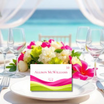 Fuchsia und Limettengrüner Hochzeitsplatzkarte-Sch