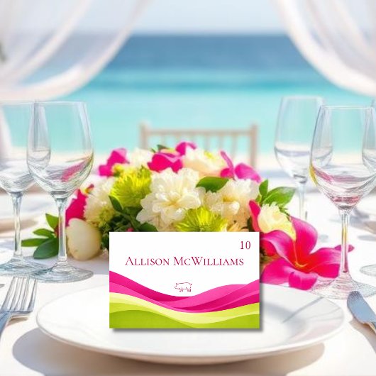Fuchsia und Limettengrüner Hochzeitsplatzkarte-Sch Tischnummer