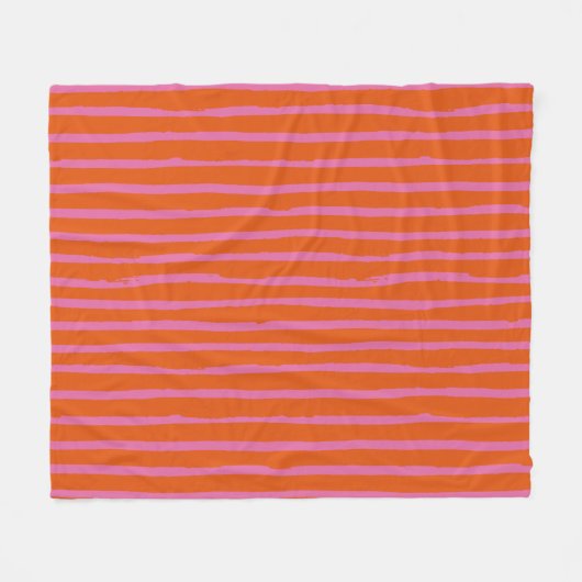 Fuchsia und Orange Grunge fette Stokes Lines Patte Fleecedecke (Vorderseite (Horizontal))