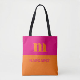 Fuchsia und orange individuelle Anfangsbuchstaben Tasche