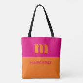 Fuchsia und orange individuelle Anfangsbuchstaben Tasche (Rückseite)