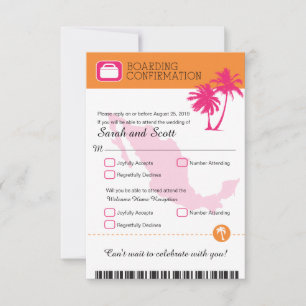 Fuchsia und Orange Palme Baum Mexiko U.Antr. RSVP Karte