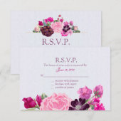Fuchsia und Pflaume, Reaktionskarten RSVP Karte (Vorne/Hinten)